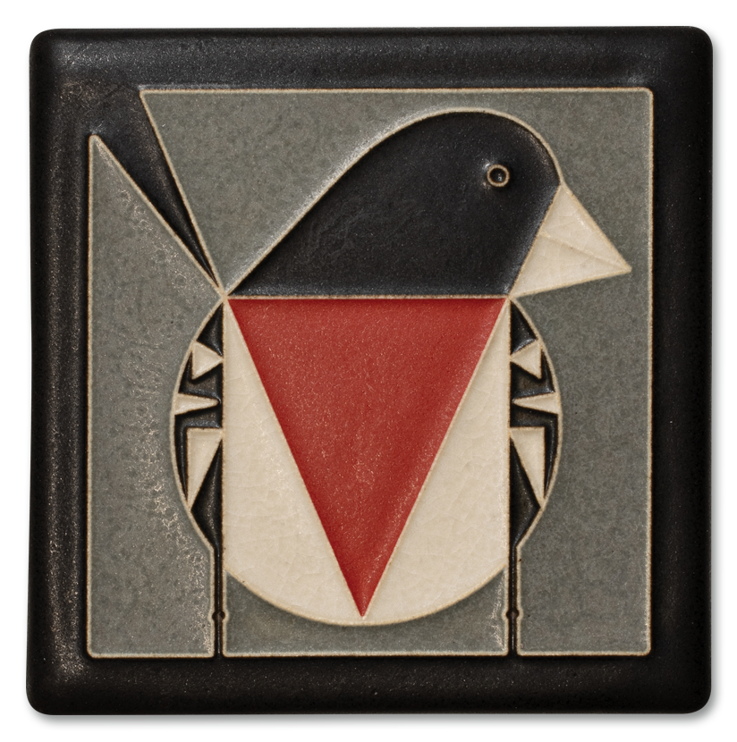 Motawi Rose-Breasted Grosbeak in Grey - 4x4