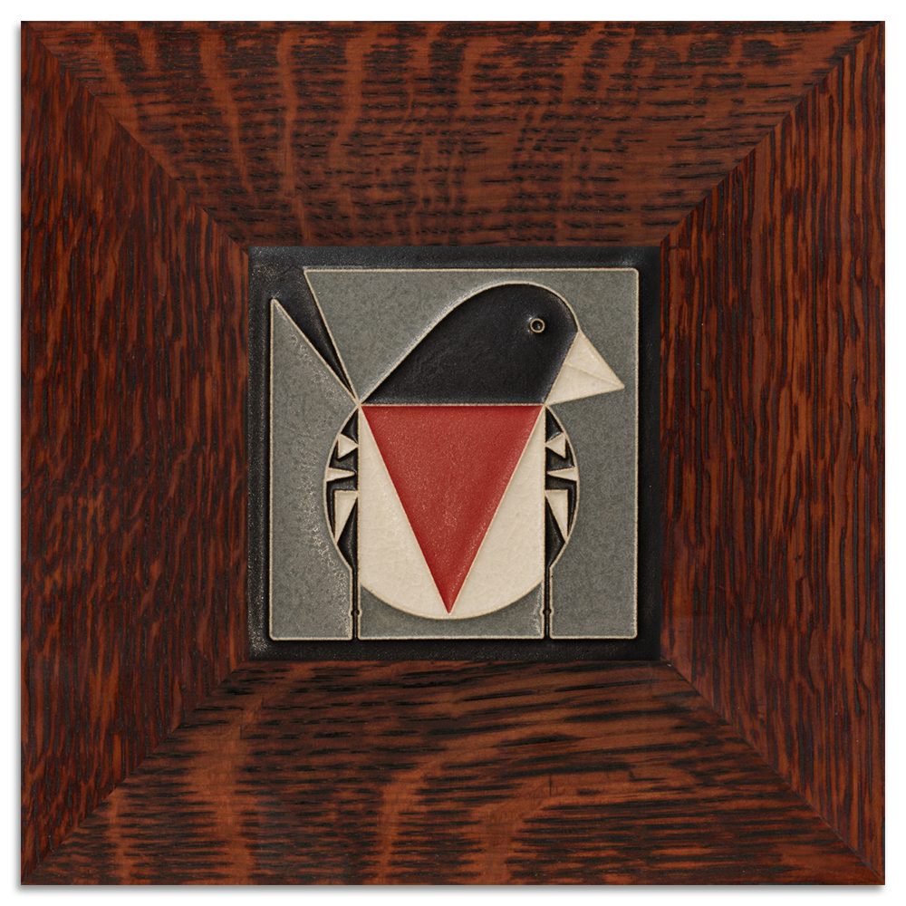 Motawi Rose-Breasted Grosbeak in Grey - 4x4