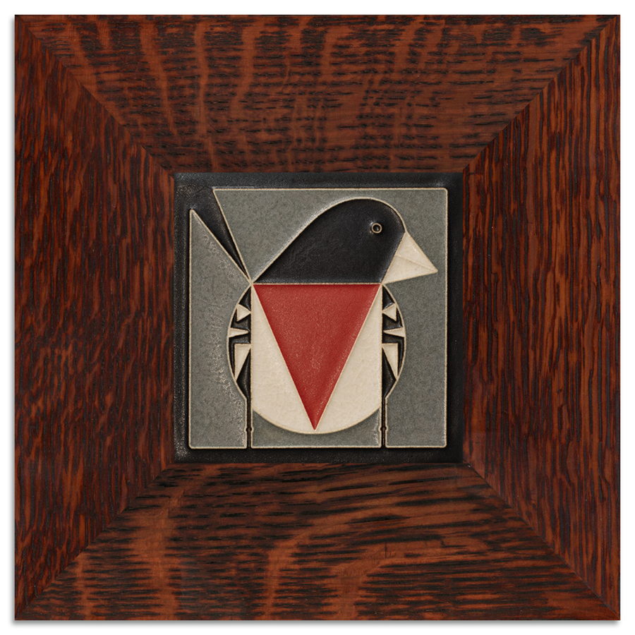 Motawi Rose-Breasted Grosbeak in Grey - 4x4
