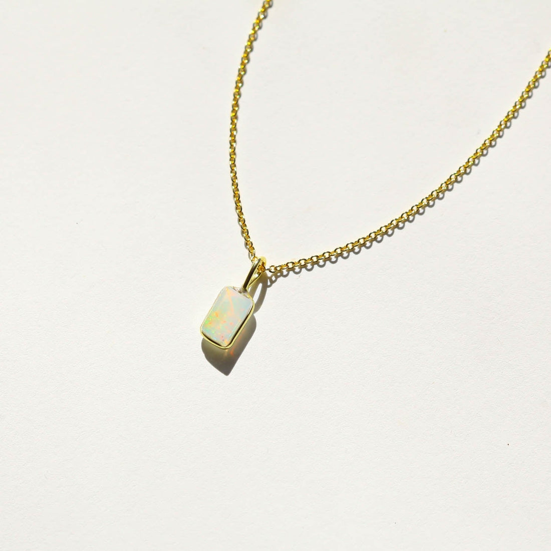 Fire Opal Rectangle Necklace