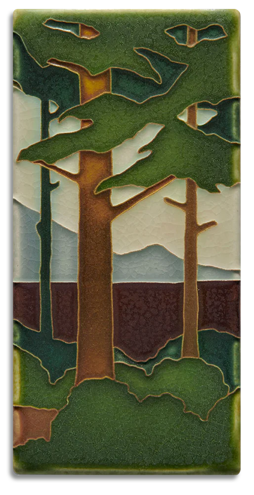 Motawi Spring Pine Landscape Vertical - 4x8