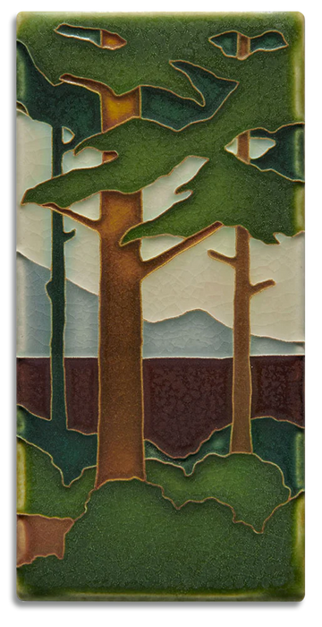 Motawi Spring Pine Landscape Vertical - 4x8