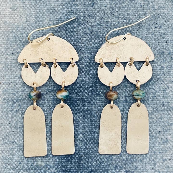 Brass Bead Lobster Earrings