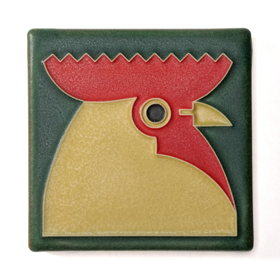 Motawi Rooster in Green - 4x4