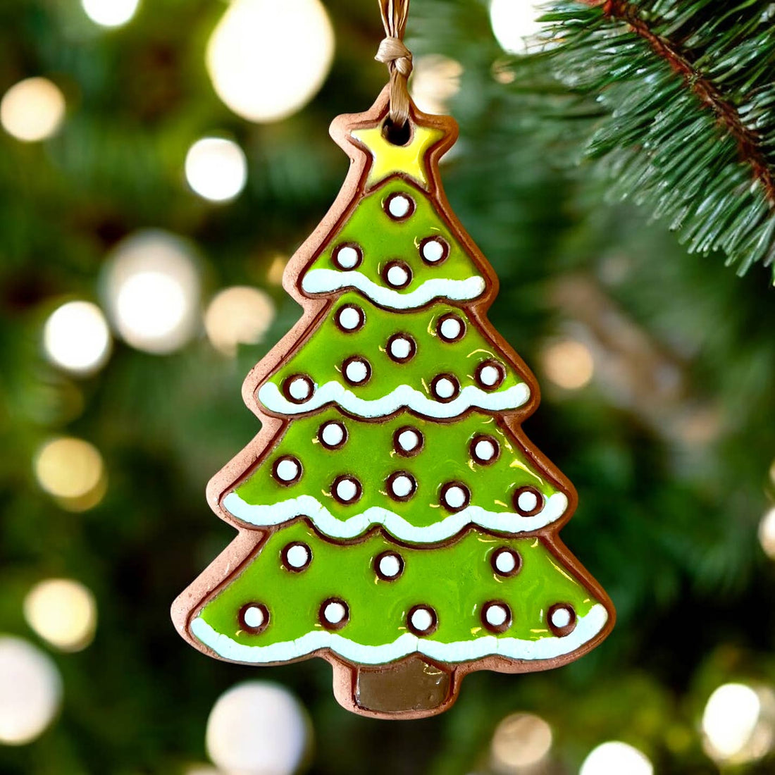 Snowy Christmas Tree Clay Ornament