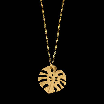 Monstera Single Leaf Pendant Necklace