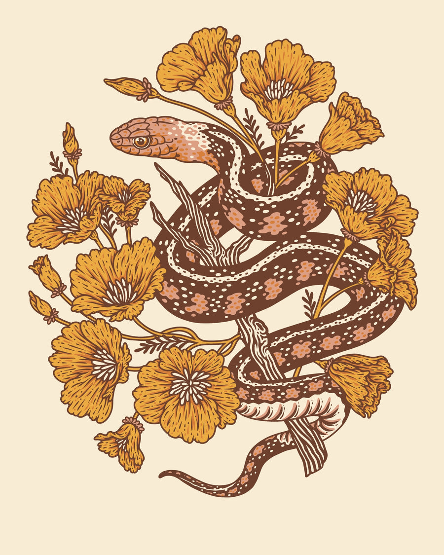 Snake & Poppies 8x10 | Giclee Print