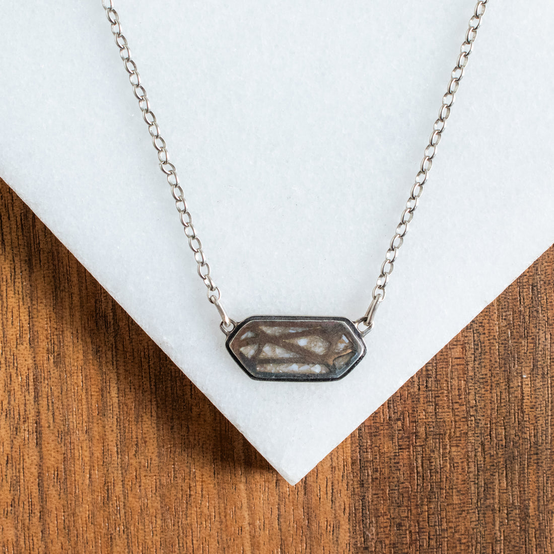 Mother of Pearl Inlay Geometric Necklace