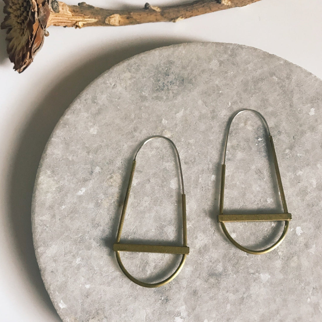 Brass Bar Hoops