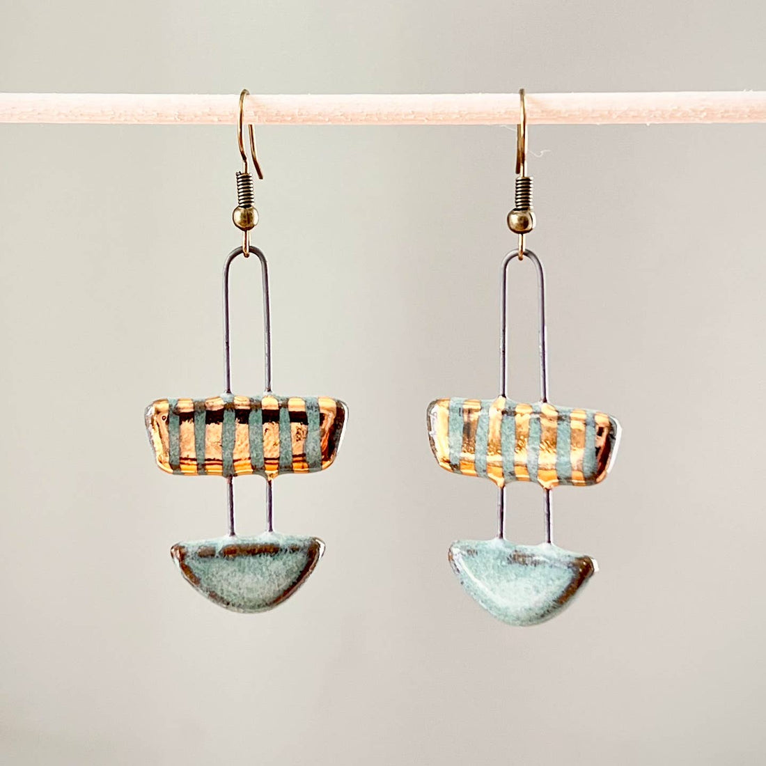 Turquoise Two Piece Striped Earrings