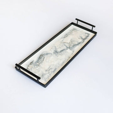 Resin Black Rectangle Tray | Marble