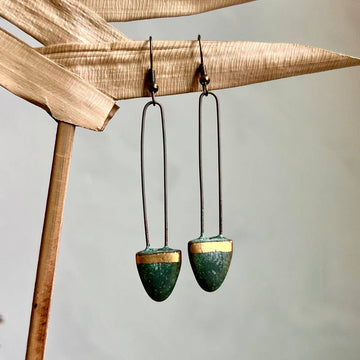 Patina Green Drip Drop Earrings