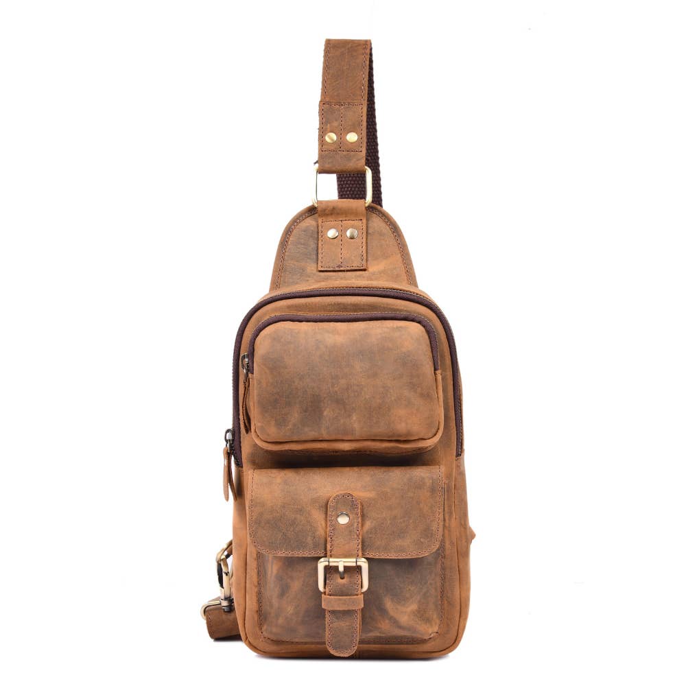 Distressed Leather Sling Bag
