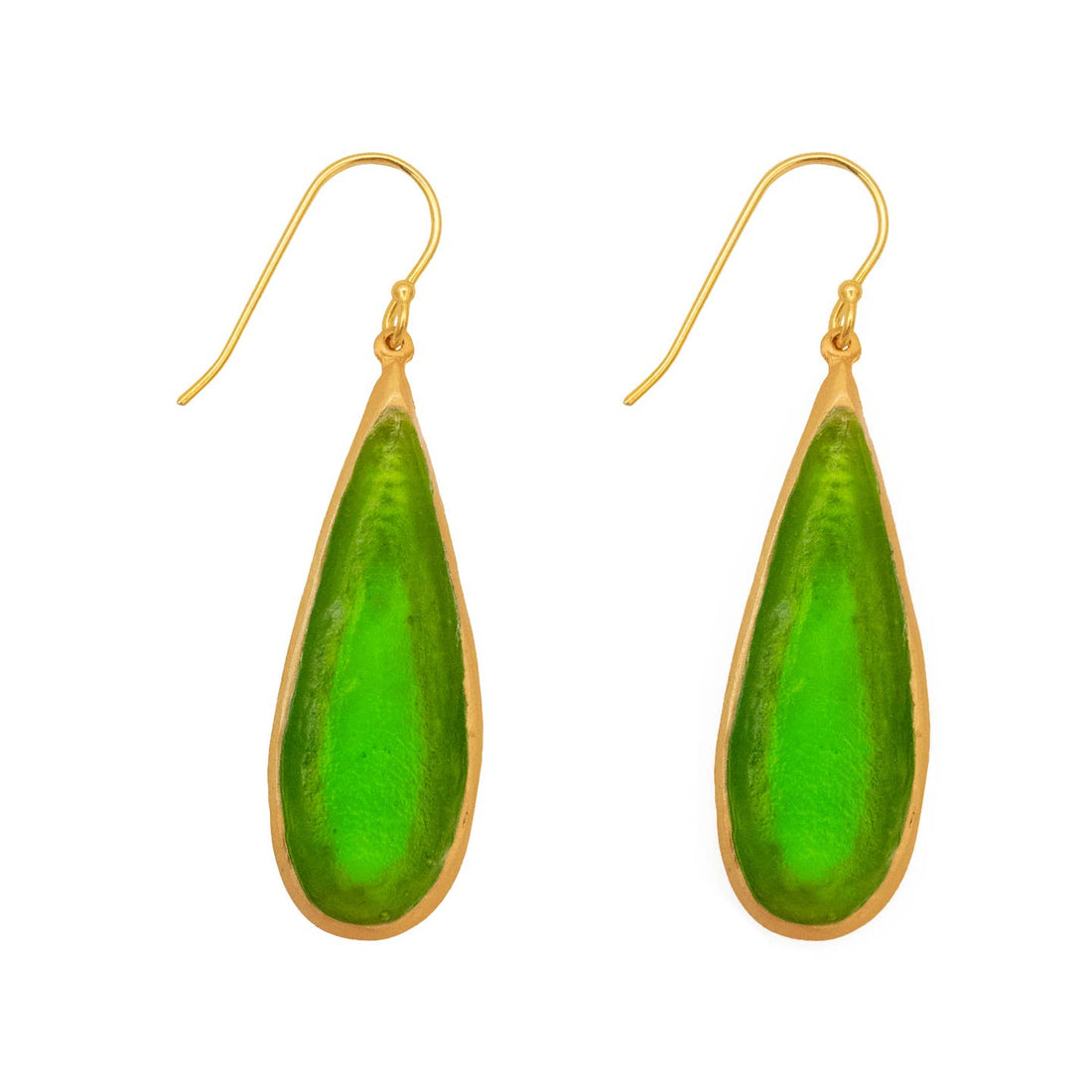 Long Tear Drop Bubble Earrings | Green