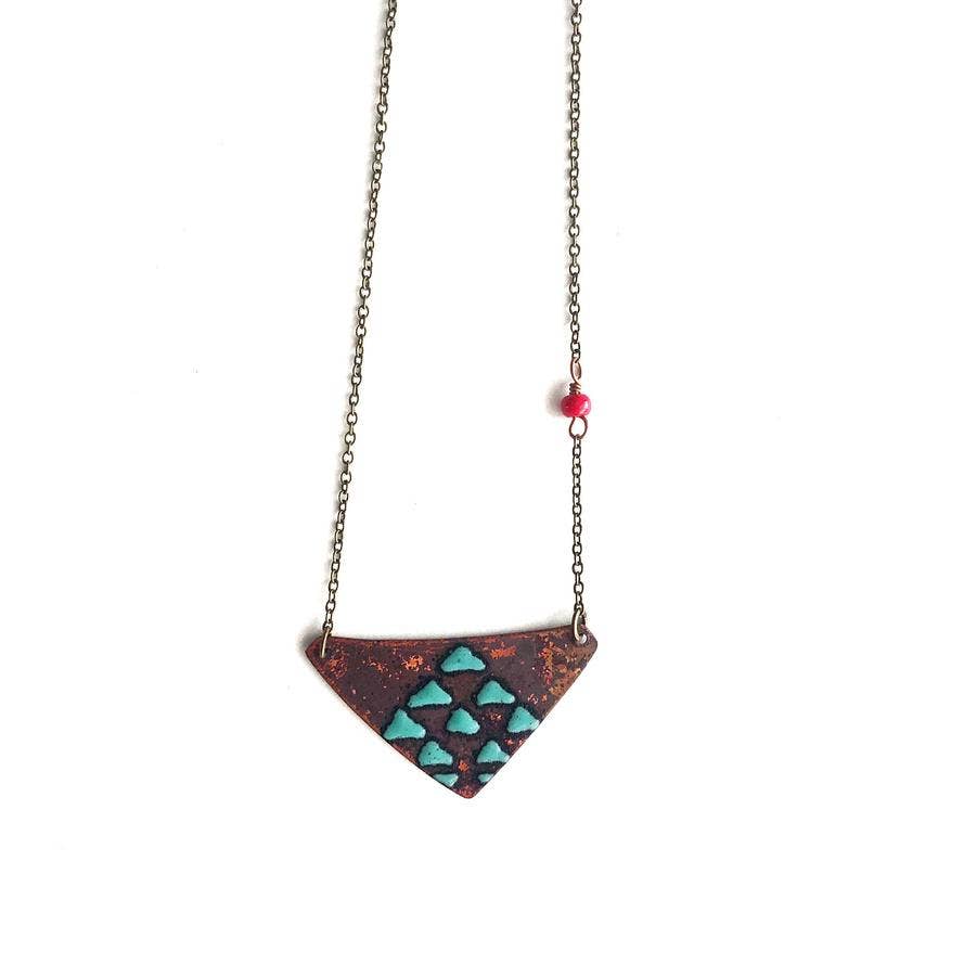 Aqua & Green Triangle Reversible Necklace