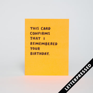 Confirmed Birthday Card