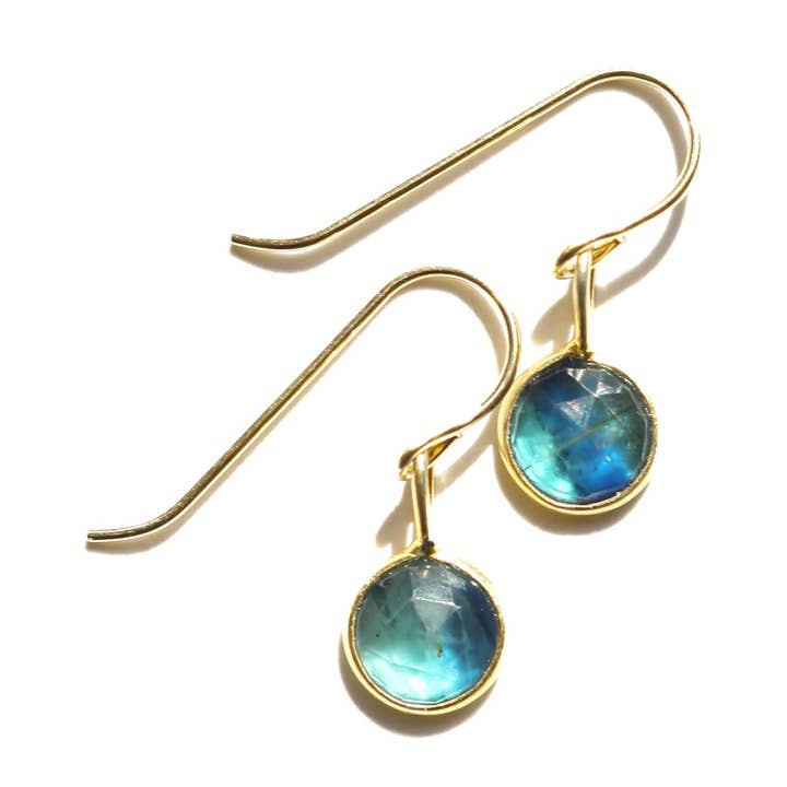 Blue Kyanite Round Earrings