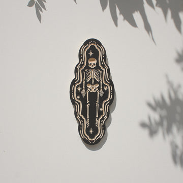 11" Skeleton Carved Wall Hanging