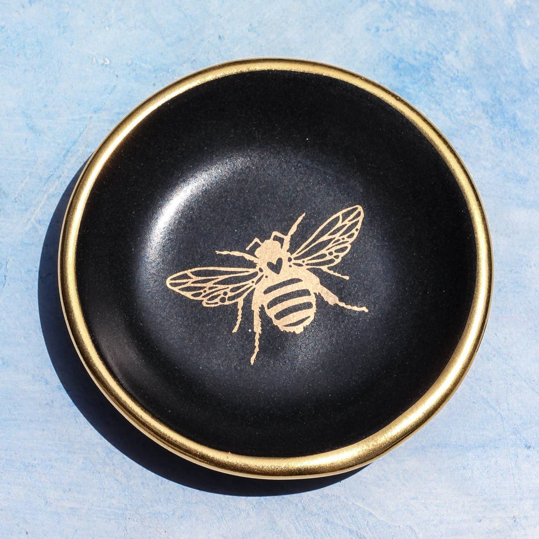 Gold Bee Ring Dish | Black