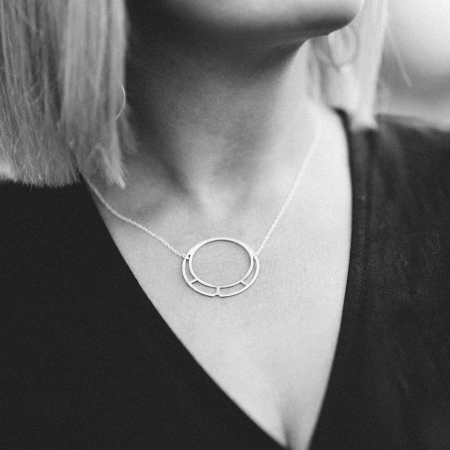 Brass Circle Cutout Necklace