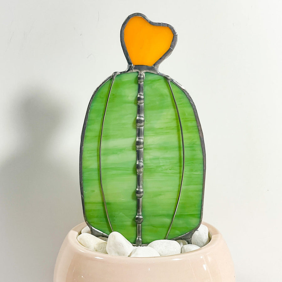 Baby Barrel Glass Cactus Stake