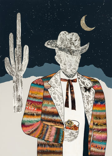 Quilted Wrangler Cowboy (Midnight) | Archival Print