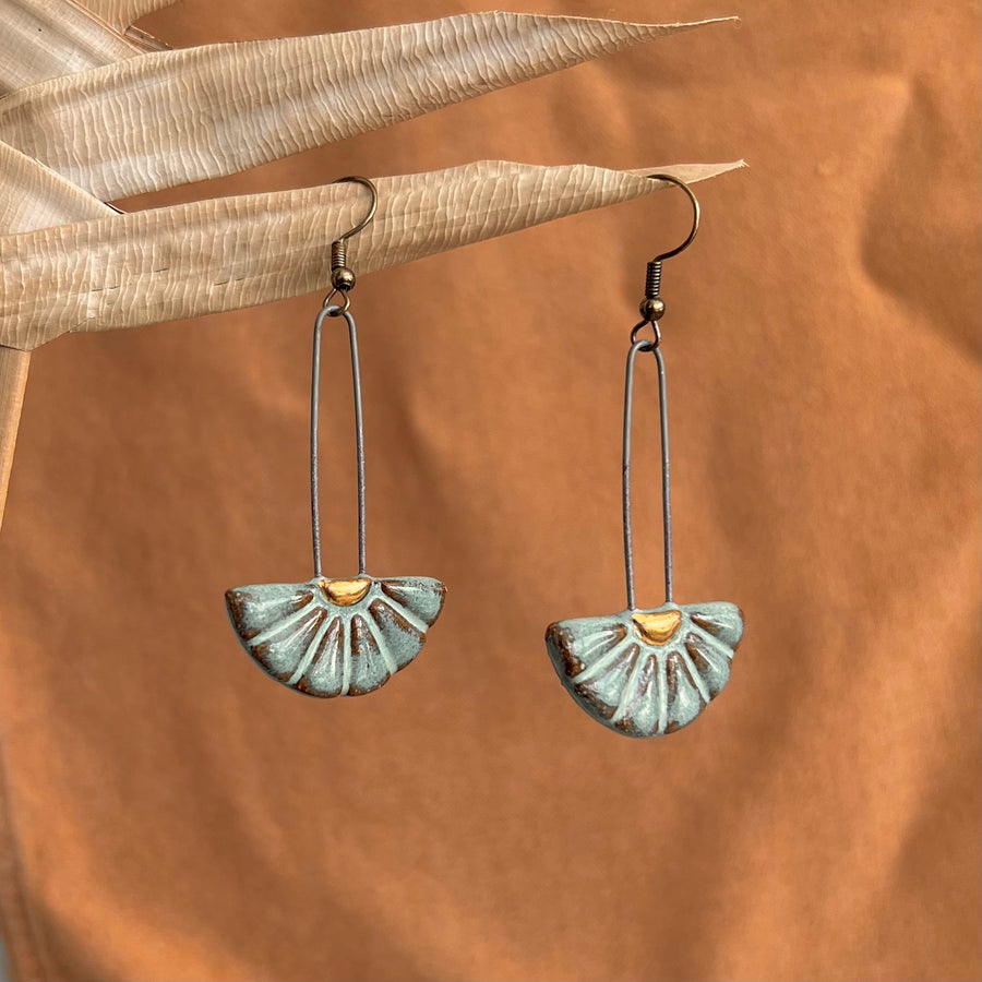 Turquoise Sun Burst Ceramic Earrings