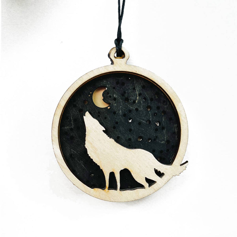Howling Wolf Light Up Ornament
