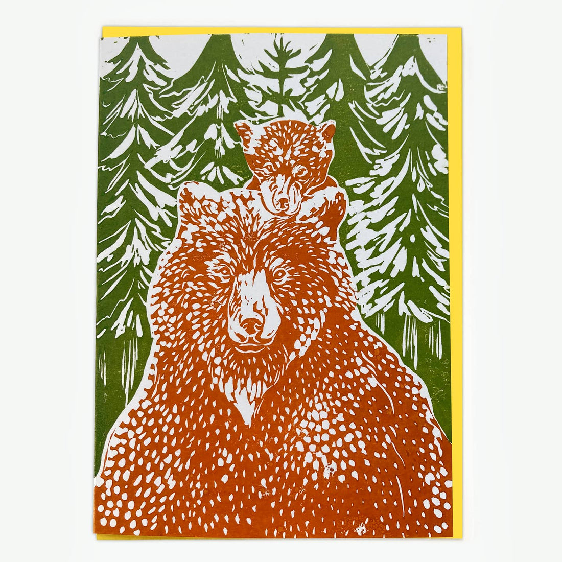 Bear with Cub Blockprint Card