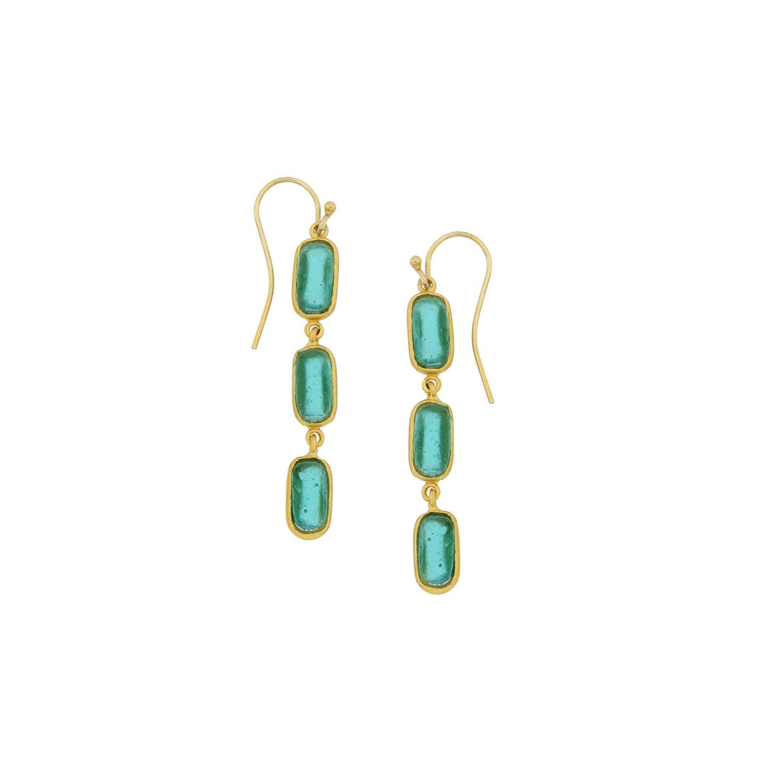 Geo Bubble 3 Drop Earrings | Teal