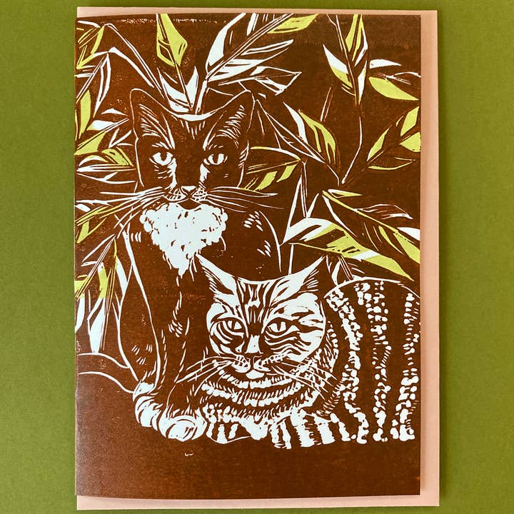 Better Together Two Cats Blockprint Card