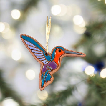 Hummingbird Clay Ornament | Blue