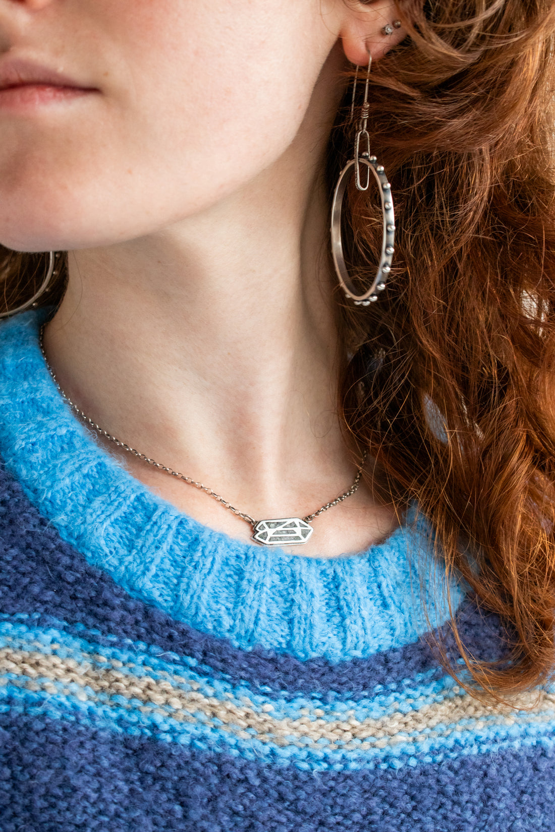 Peridot Inlay Geometric Necklace