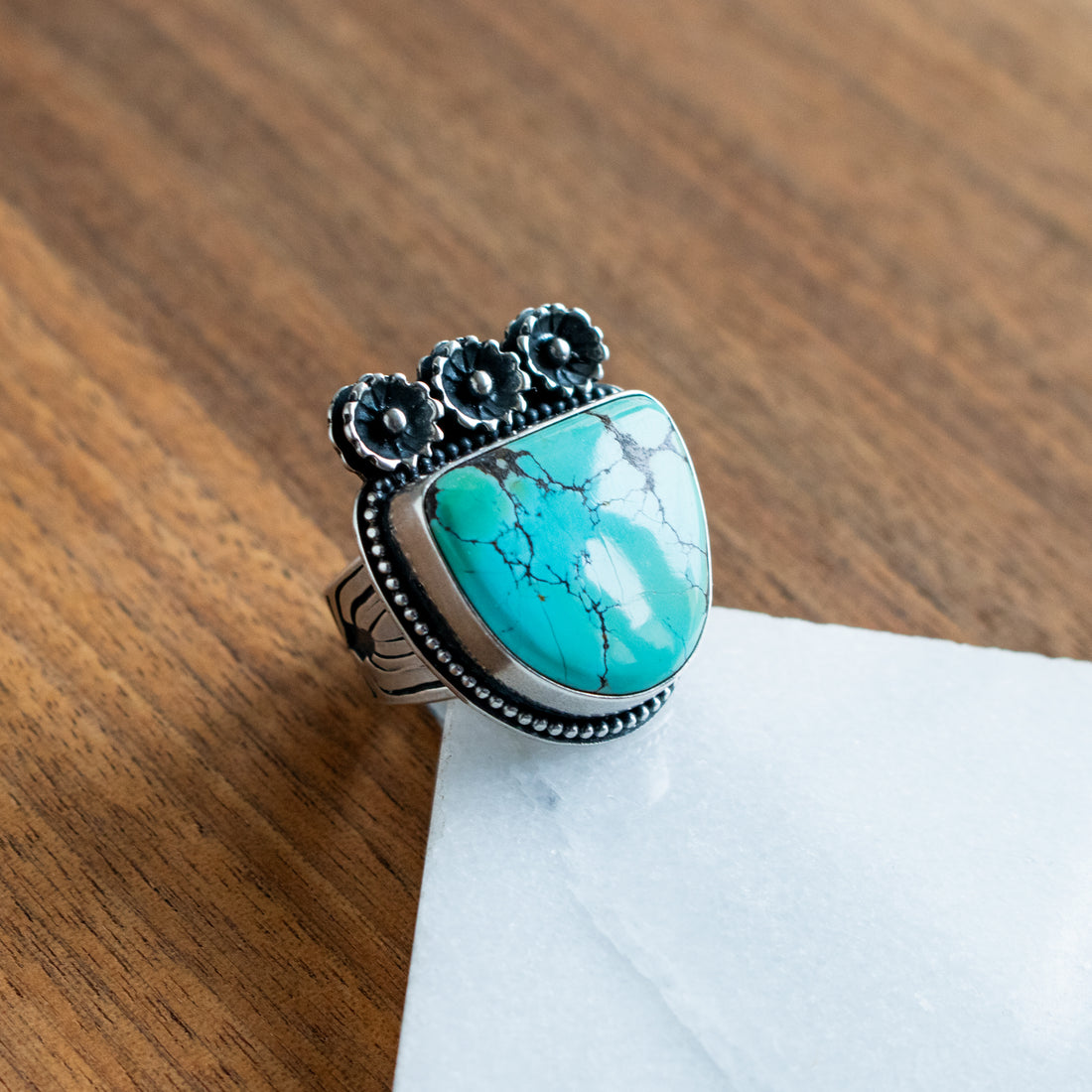 Size 7.75 | Bamboo Mountain Turquoise Floral Ring