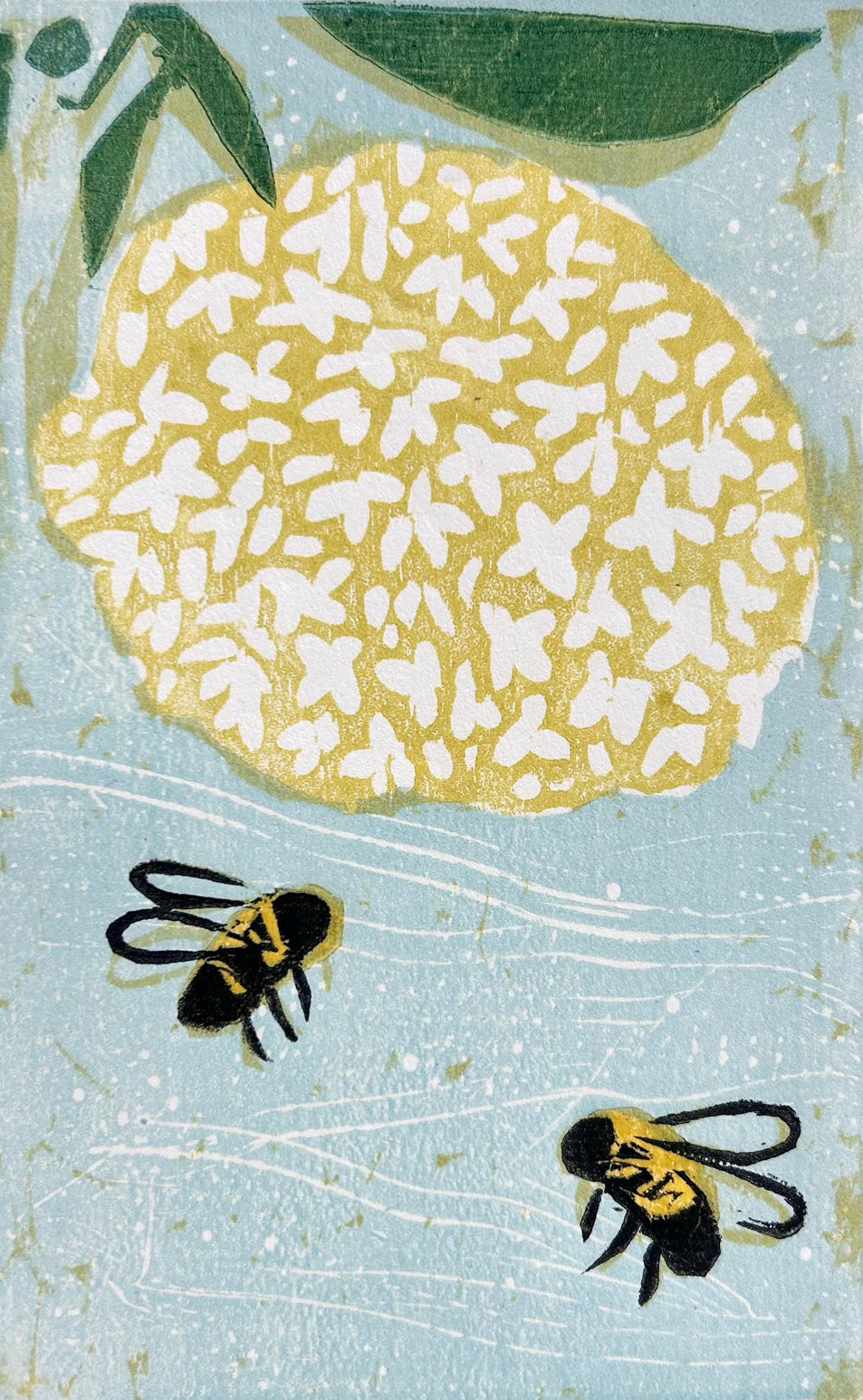 Bees & Blooms 11x14 | Woodblock Print