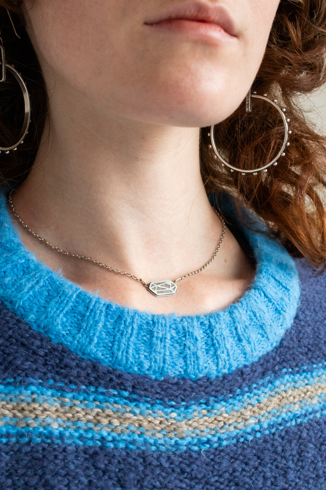 Mother of Pearl Inlay Geometric Necklace