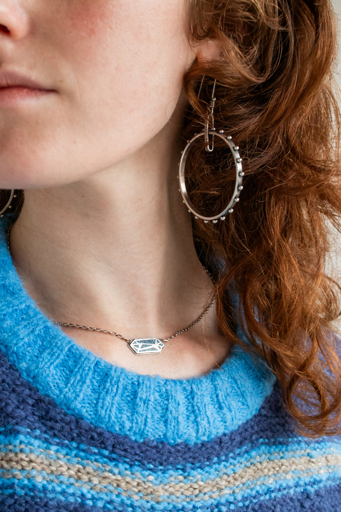 Studded Silver Hoop Earrings no. 2