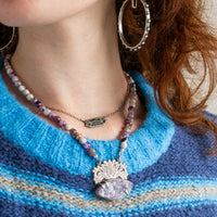 Amethyst & Lepidolite Blooming Lotus Beaded Necklace