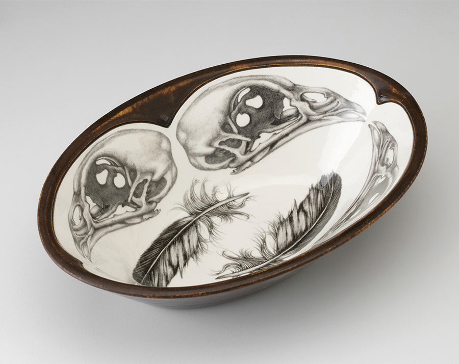 Quail Skull Large Serving Dish