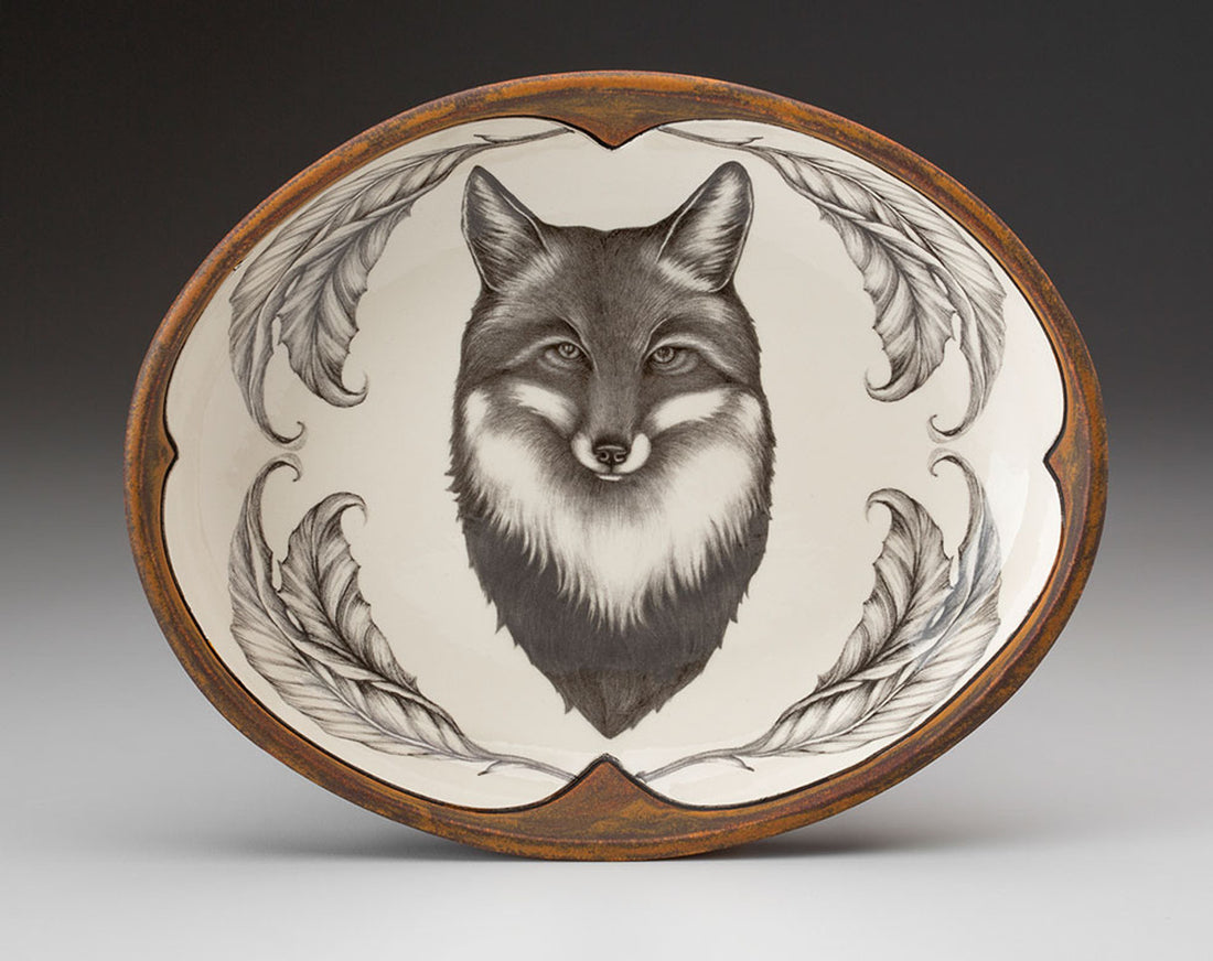 Fox Portrait Small Serving Dish | Brown