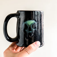 Triple Green Skull Black Mug