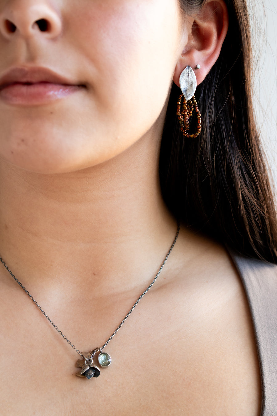 Small Leaf Bead Earrings
