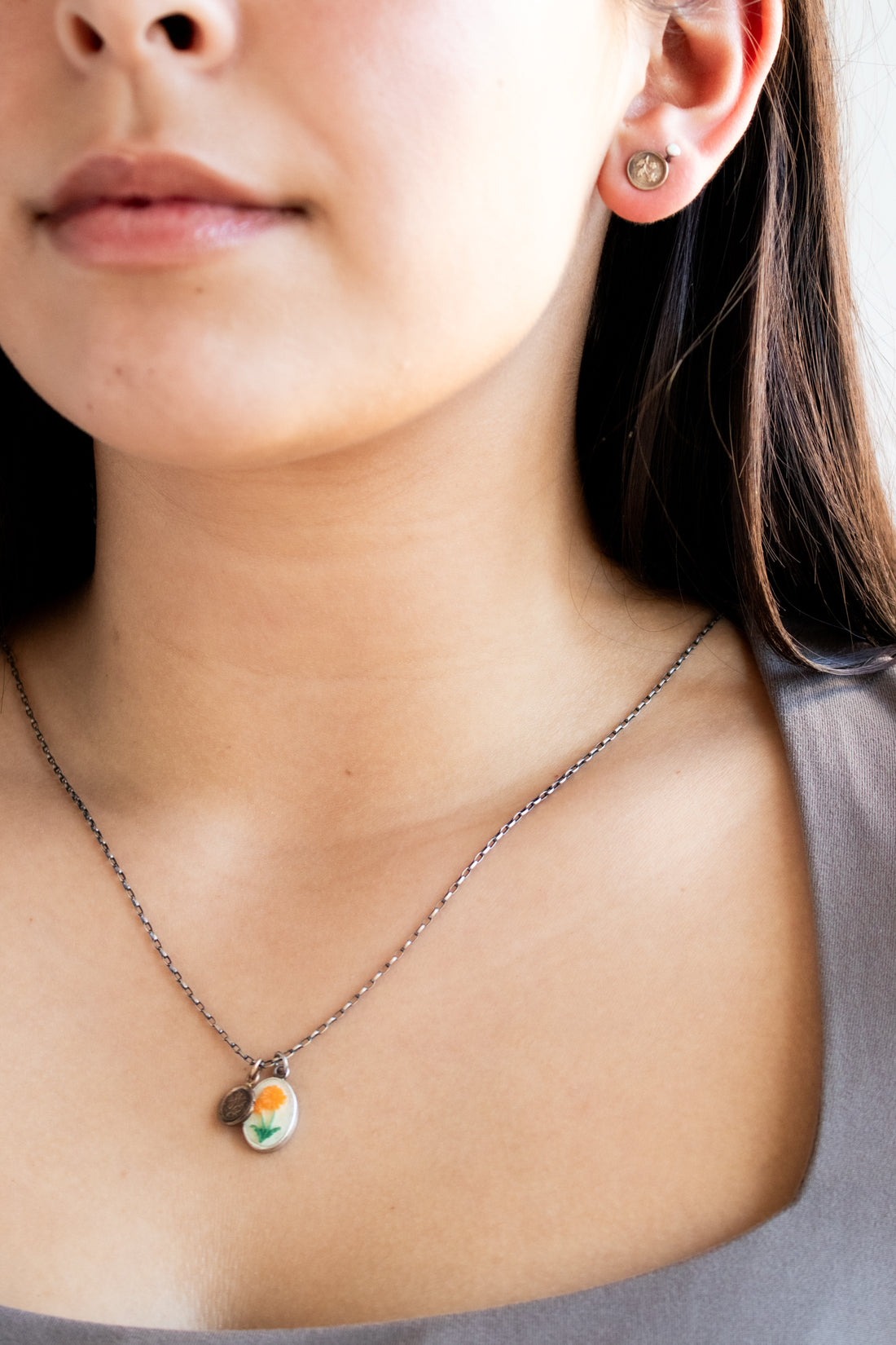 Bronze Floral Stud Earrings