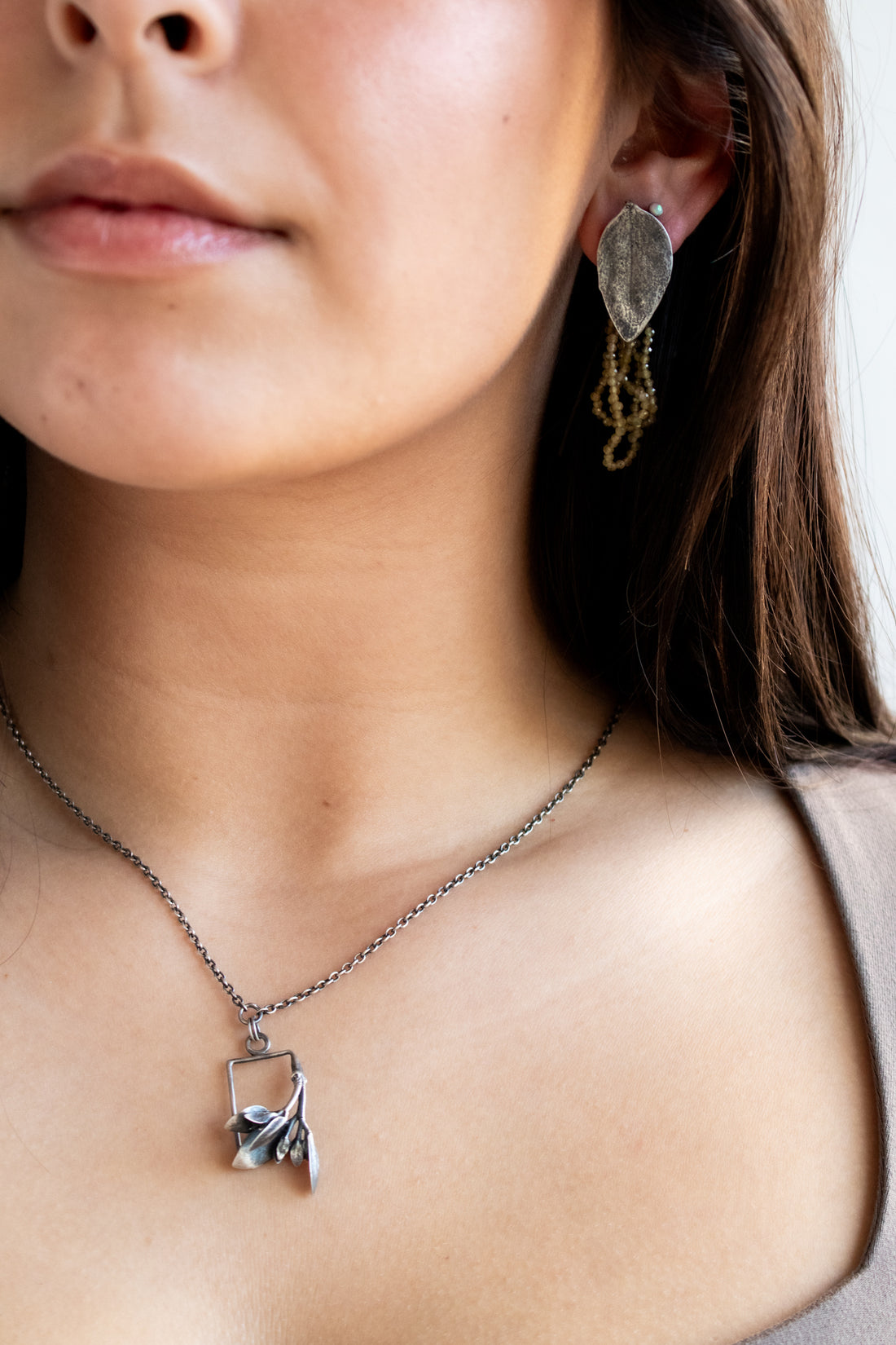 Large Leaf Seraphinite Bead Earrings