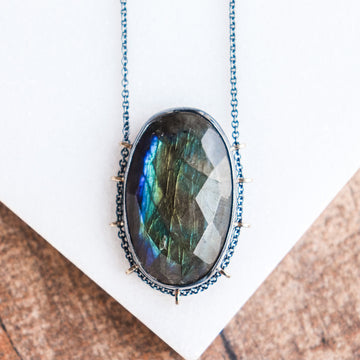 14k Labradorite Large Oval Necklace