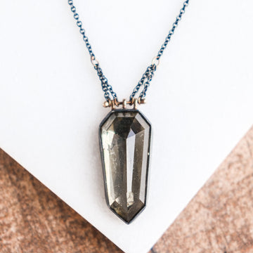 14k Pyrite Quartz Necklace