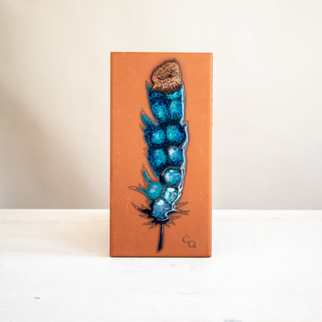 3x6 Watercolor Feather - Blue Tile