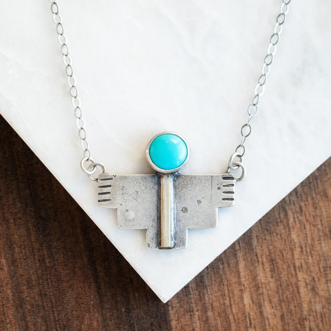 Royston Turquoise with Brass Step Necklace