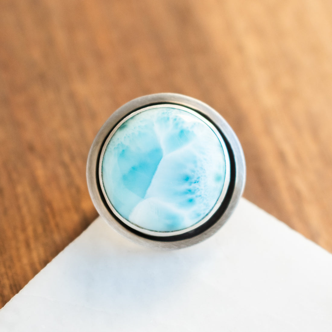 Size 8.75 | Round Larimar Ring