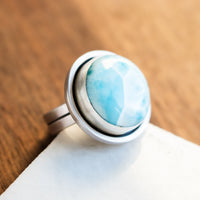 Size 8.75 | Round Larimar Ring
